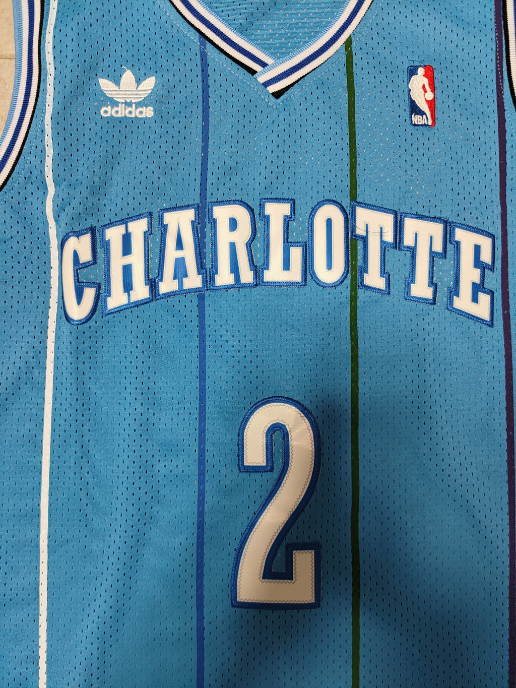 NBA Charlotte Hornets #2 Larry Johnson Retro Teal Mesh Jersey