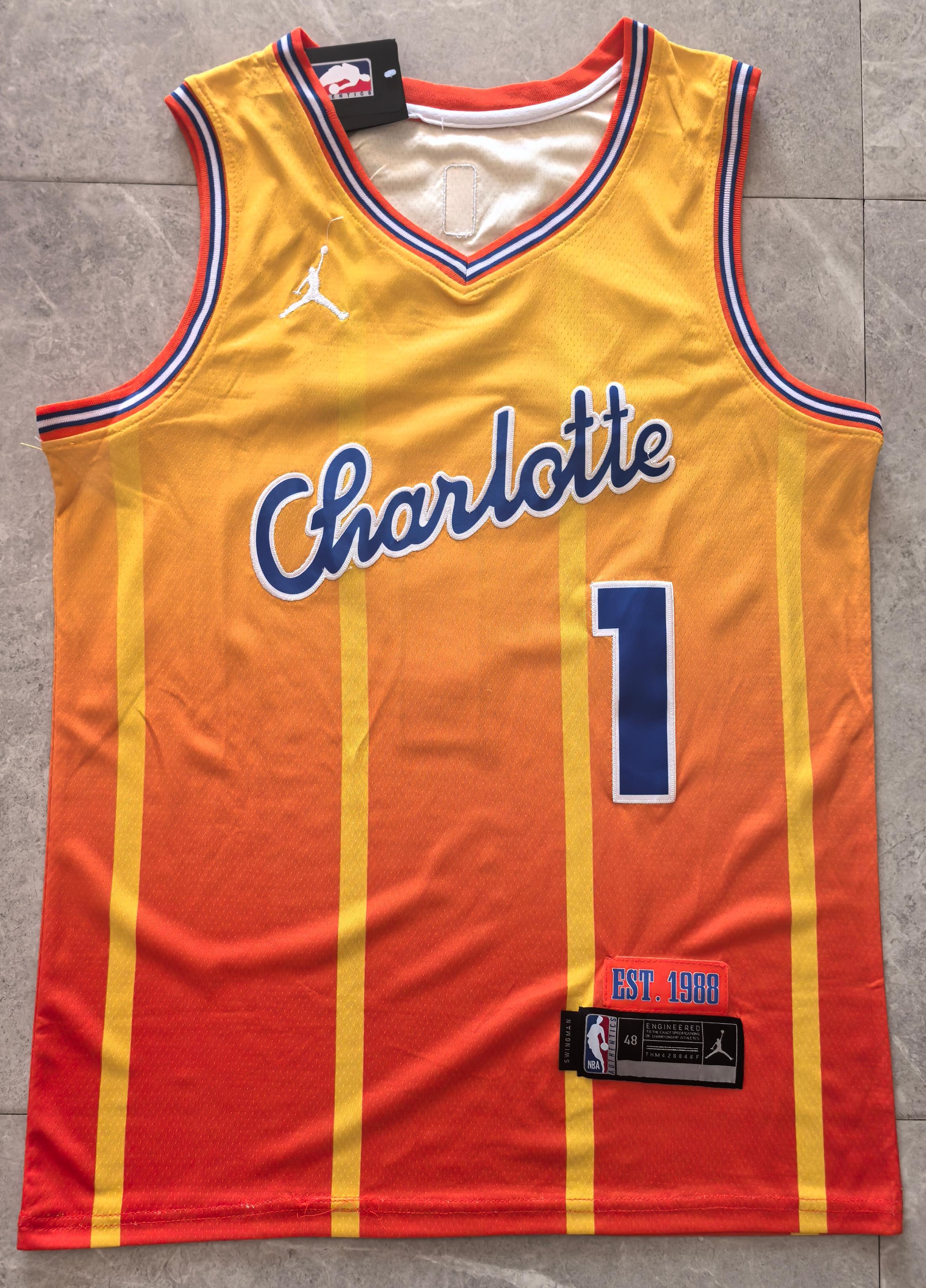 NBA Charlotte Hornets #1 LaMelo Ball City Edition Gradient Yellow Jersey
