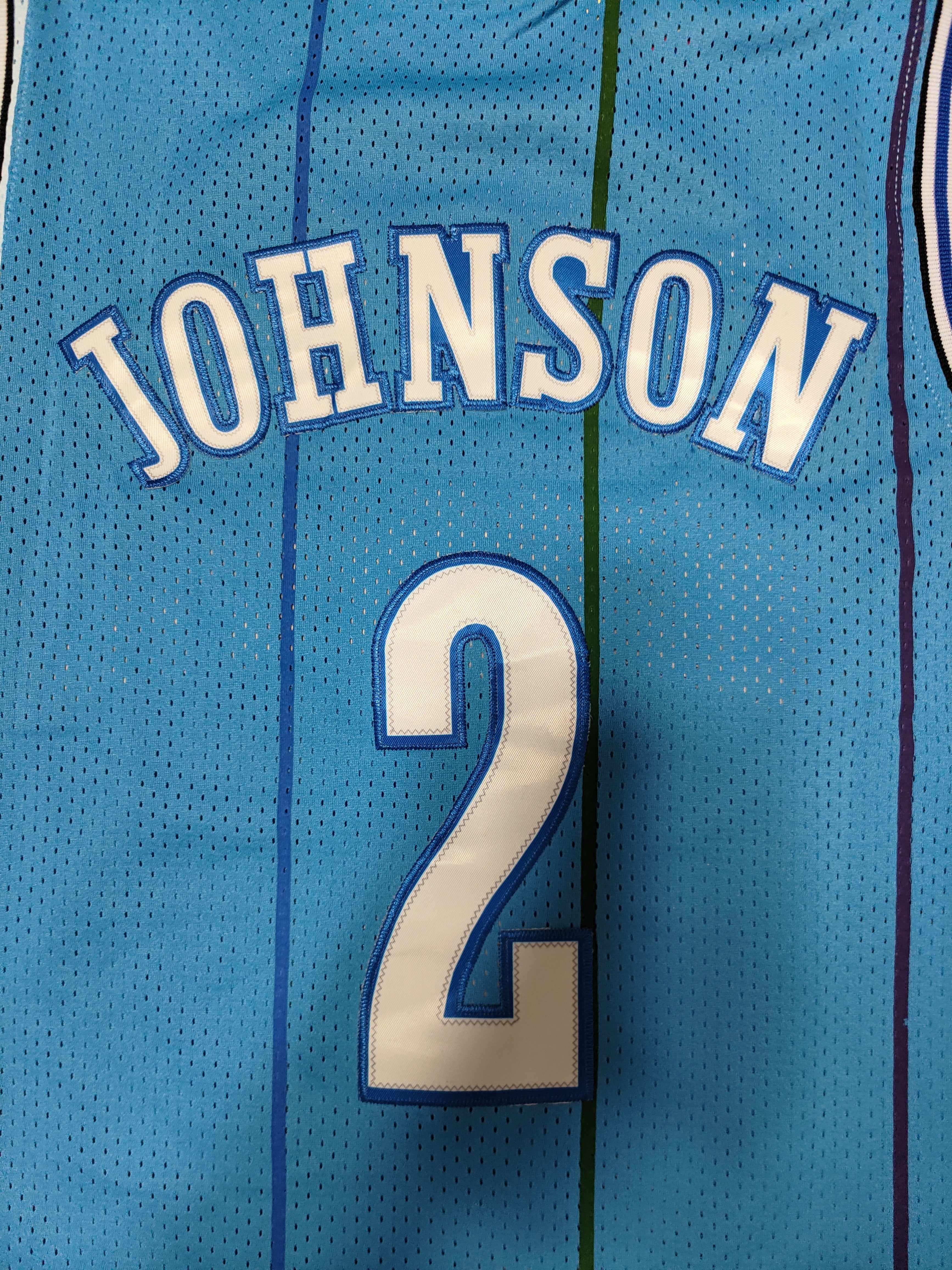 NBA Charlotte Hornets #2 Larry Johnson Retro Teal Mesh Jersey