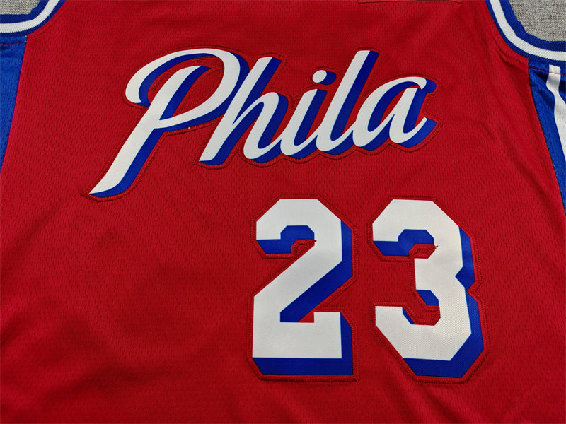 76ers #7 Red Embroidered Jersey