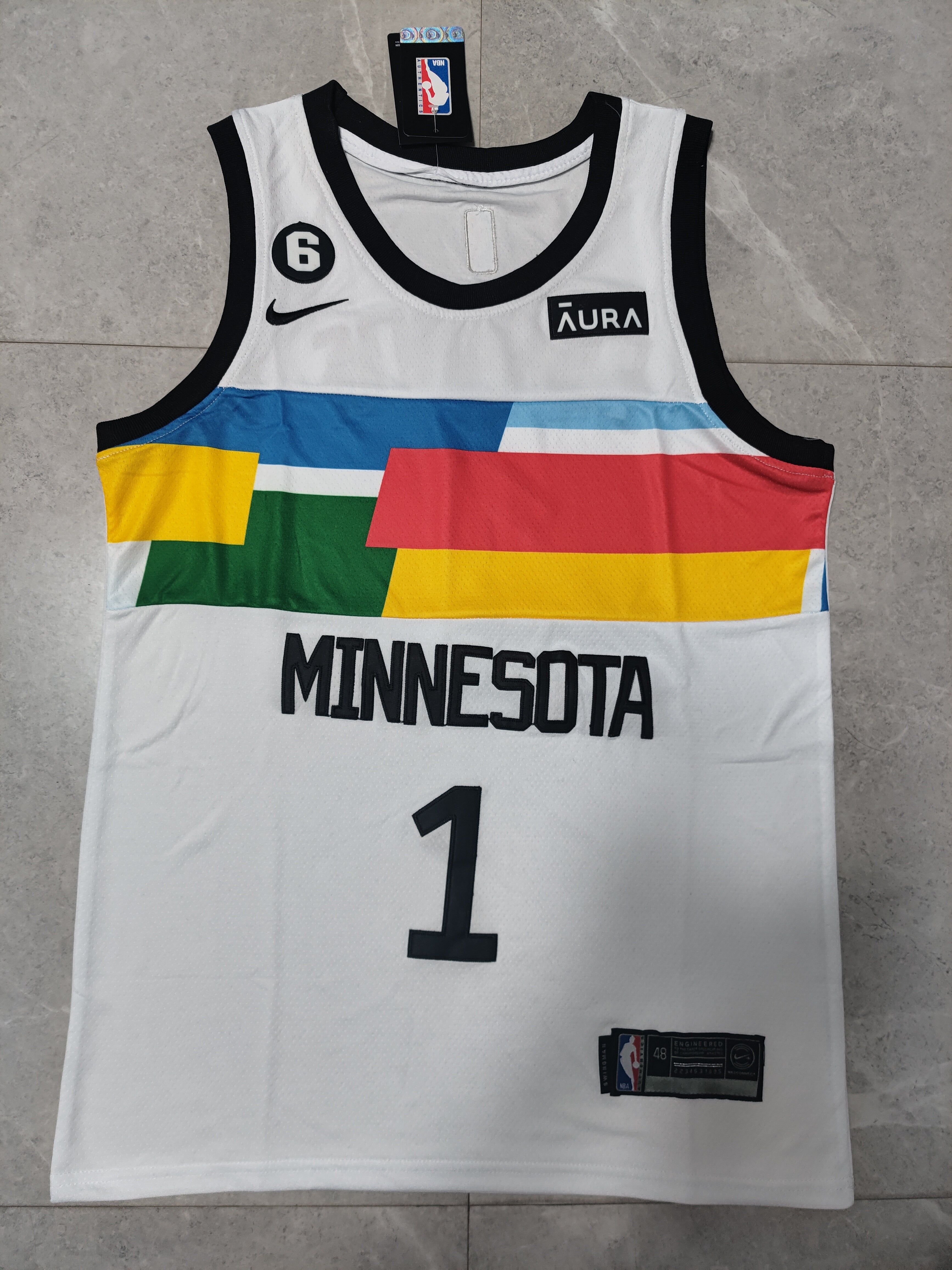 22-23 NBA Minnesota Timberwolves #1 Anthony Edwards White Jersey