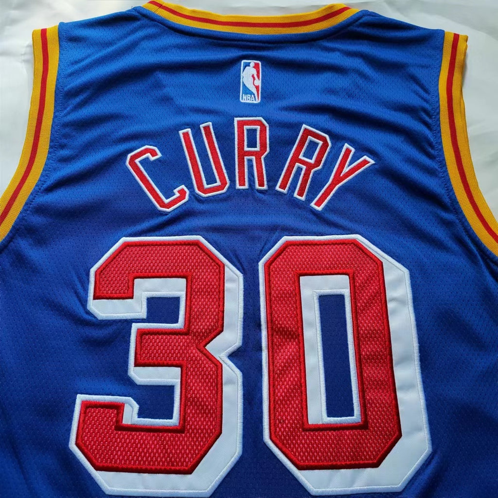 Warriors #30 Stephen Curry Blue Nike Embroidered Jersey
