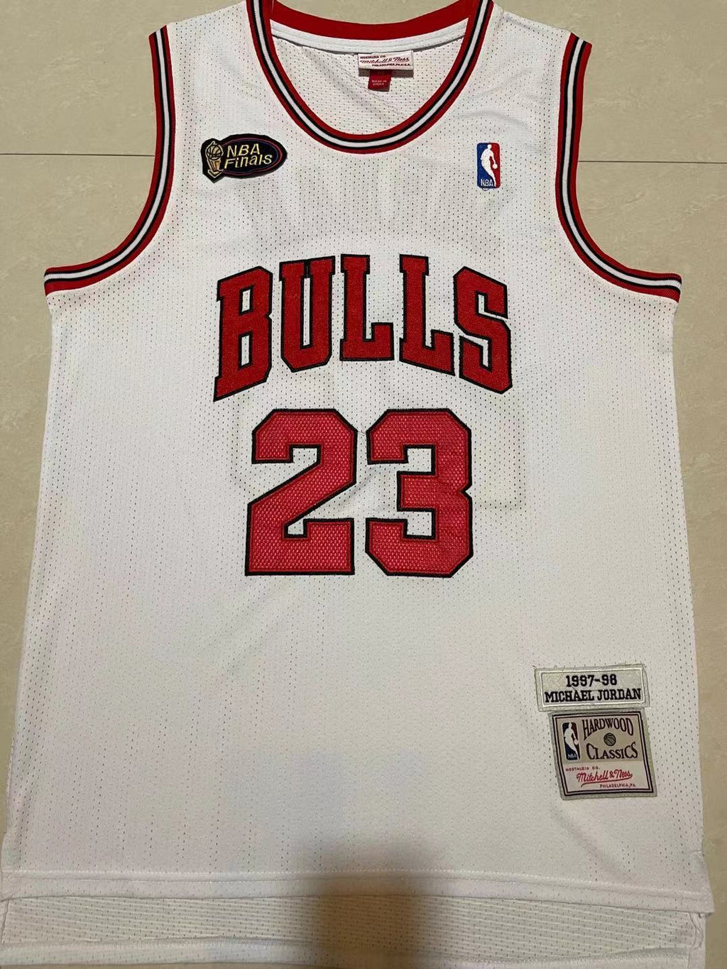Bulls #23 White Finals Vintage Embroidered Jersey