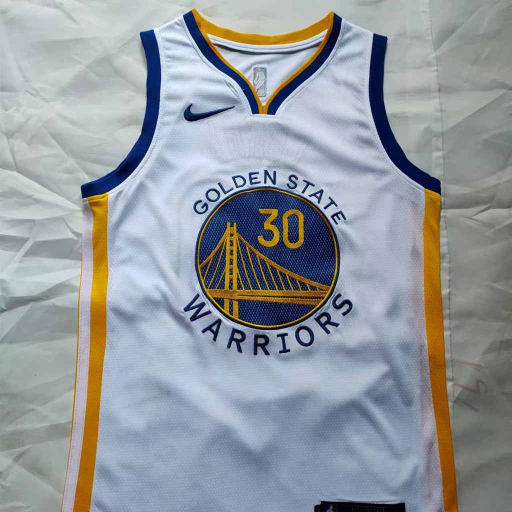 Warriors #30 Stephen Curry White Nike Embroidered Jersey