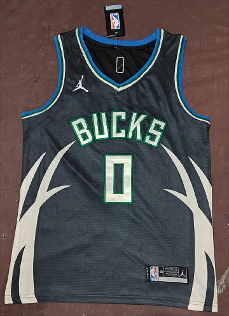 NBA Milwaukee Bucks #0 Damian Lillard Black Jersey