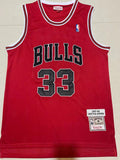 Bulls #33 Scottie Pippen Red Vintage Embroidered Jersey