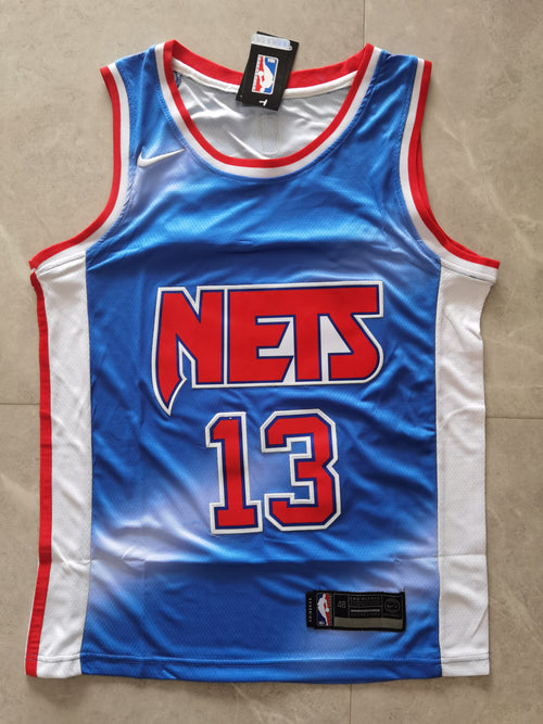 2020-21 NBA Brooklyn Nets #13 James Harden Hardwood Classics Blue Jersey