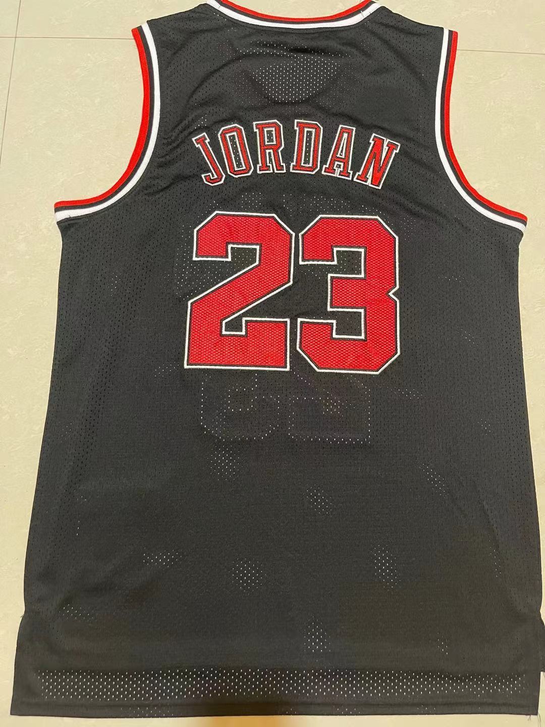 Bulls #23 Black Finals Vintage Embroidered Jersey