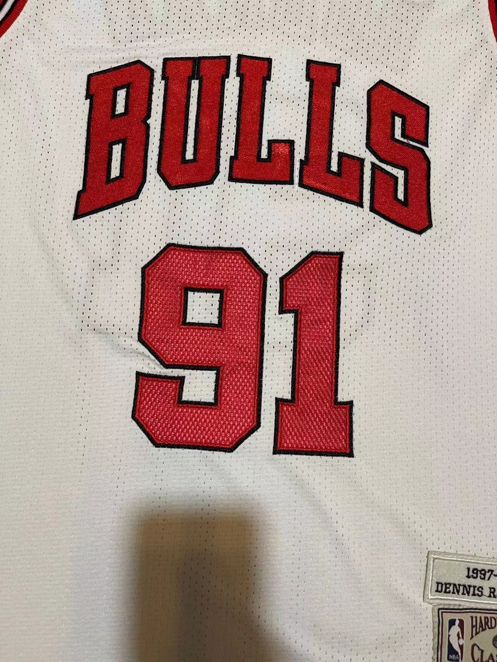 Bulls #91 Dennis Rodman White 75th Anniversary Vintage Jersey