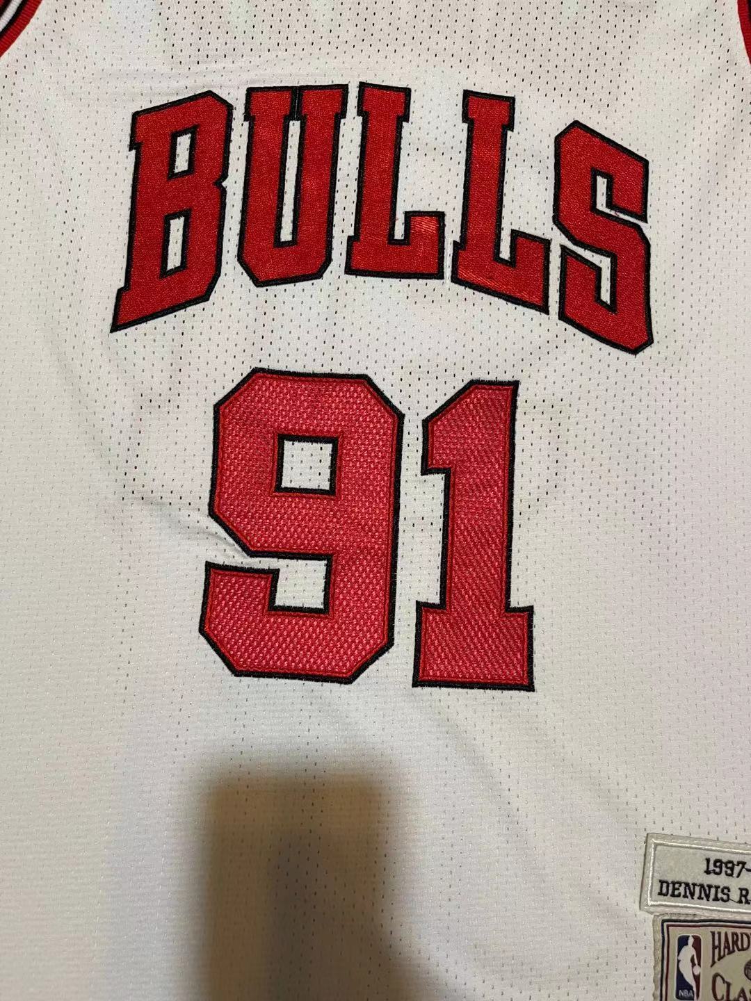 Bulls #91 Dennis Rodman White 75th Anniversary Vintage Jersey