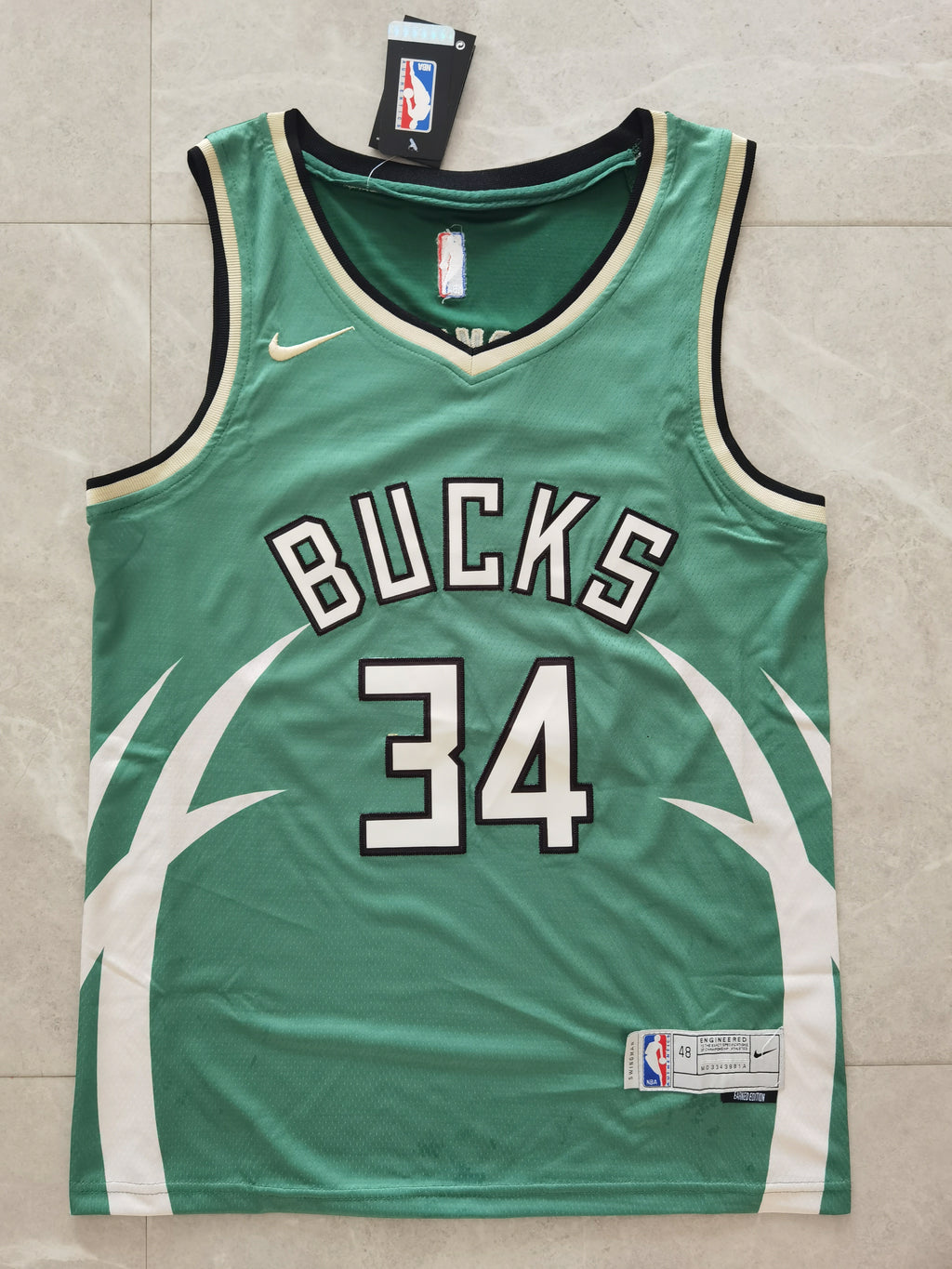 NBA Milwaukee Bucks #34 Giannis Antetokounmpo Earned Edition Green Jersey