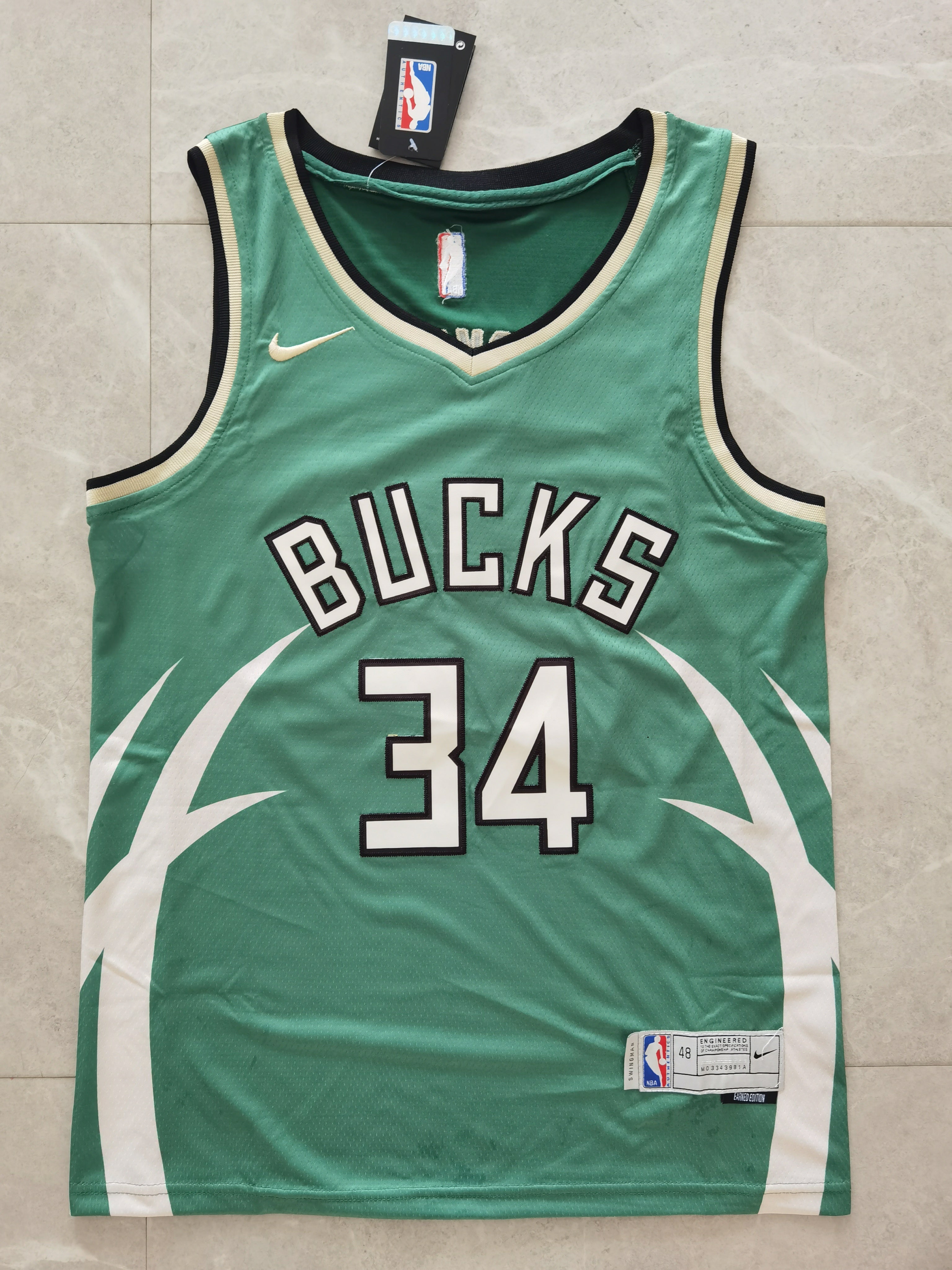 NBA Milwaukee Bucks #34 Giannis Antetokounmpo Earned Edition Green Jersey