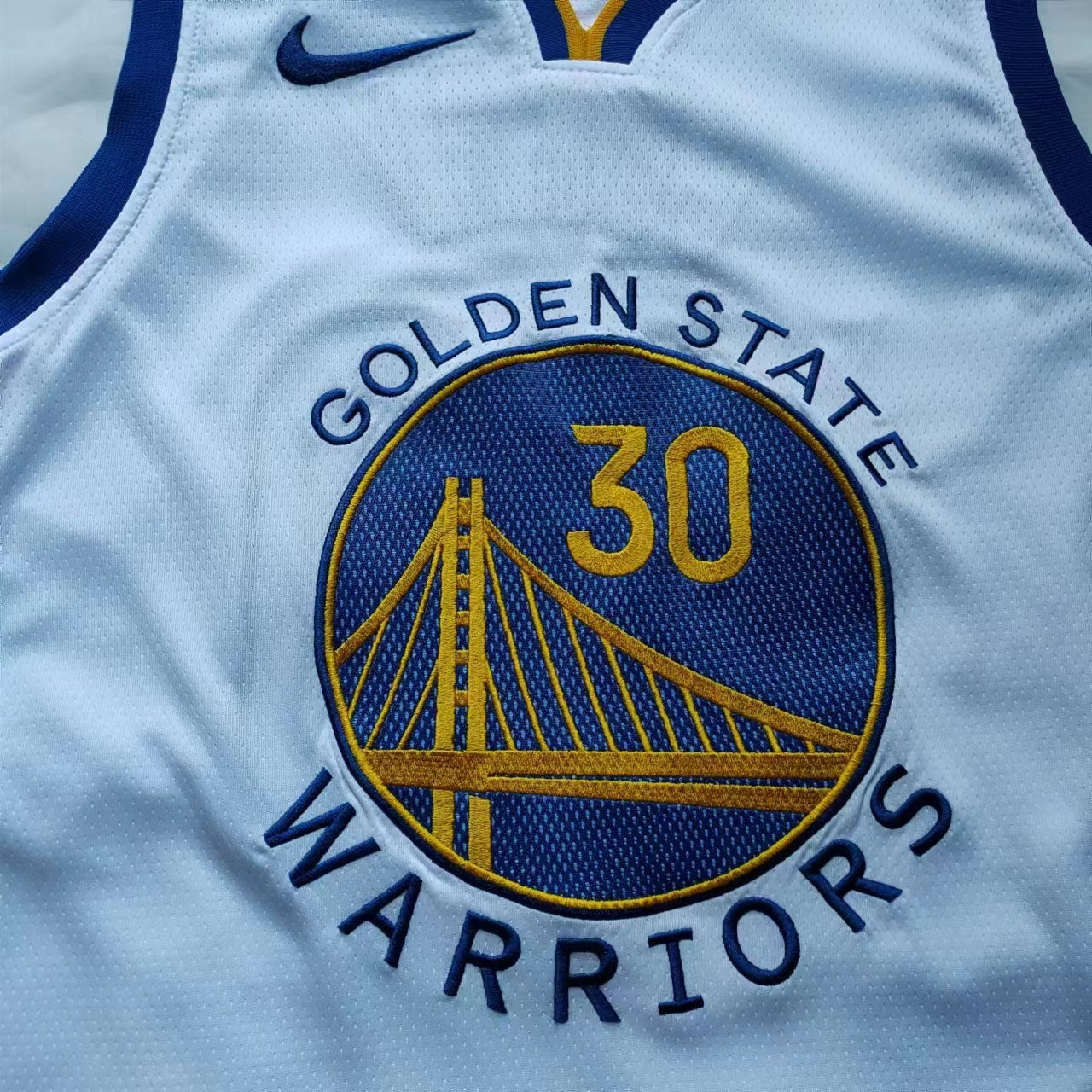 Warriors #30 Stephen Curry White Nike Embroidered Jersey