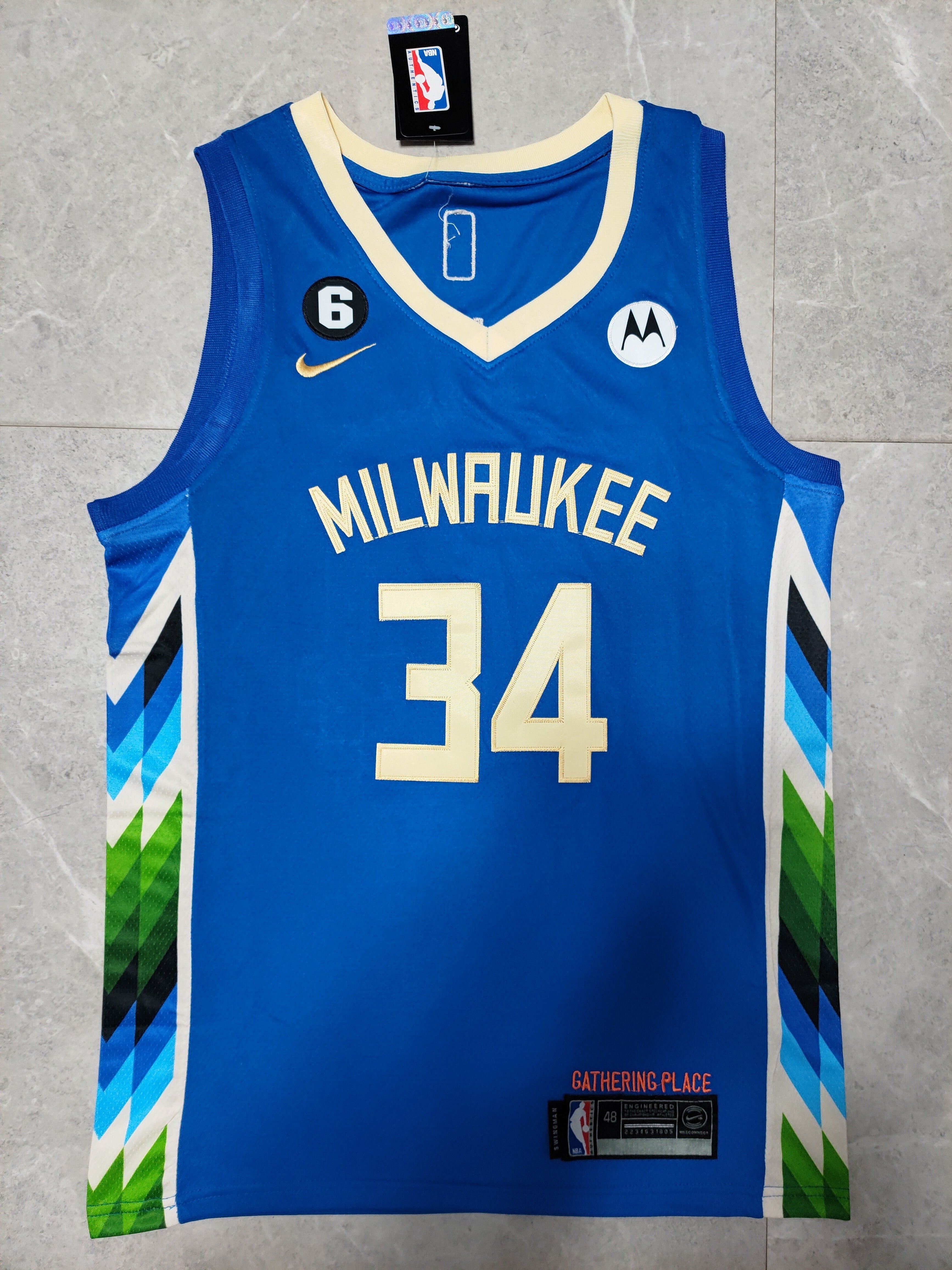 22-23 NBA Milwaukee Bucks #34 Giannis Antetokounmpo City Edition Blue Jersey