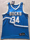 24-25 NBA Milwaukee Bucks #34 Giannis Antetokounmpo City Edition Blue Jersey