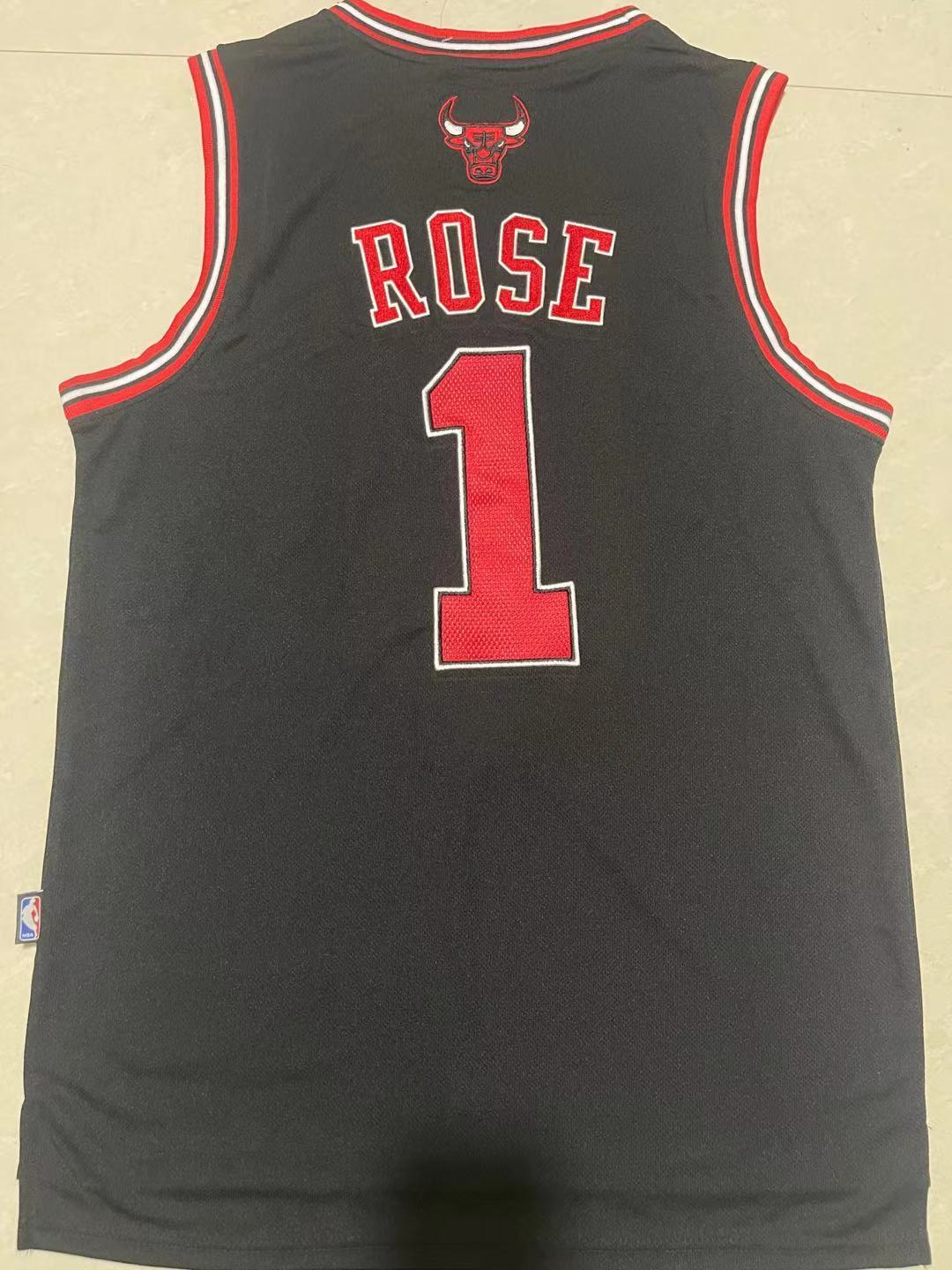 Bulls Luc Longley 1995 Black Pinstripe Vintage Jersey