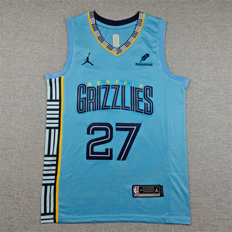 Grizzlies #27 Jaren Jackson Jr. City Edition Light Blue Jersey