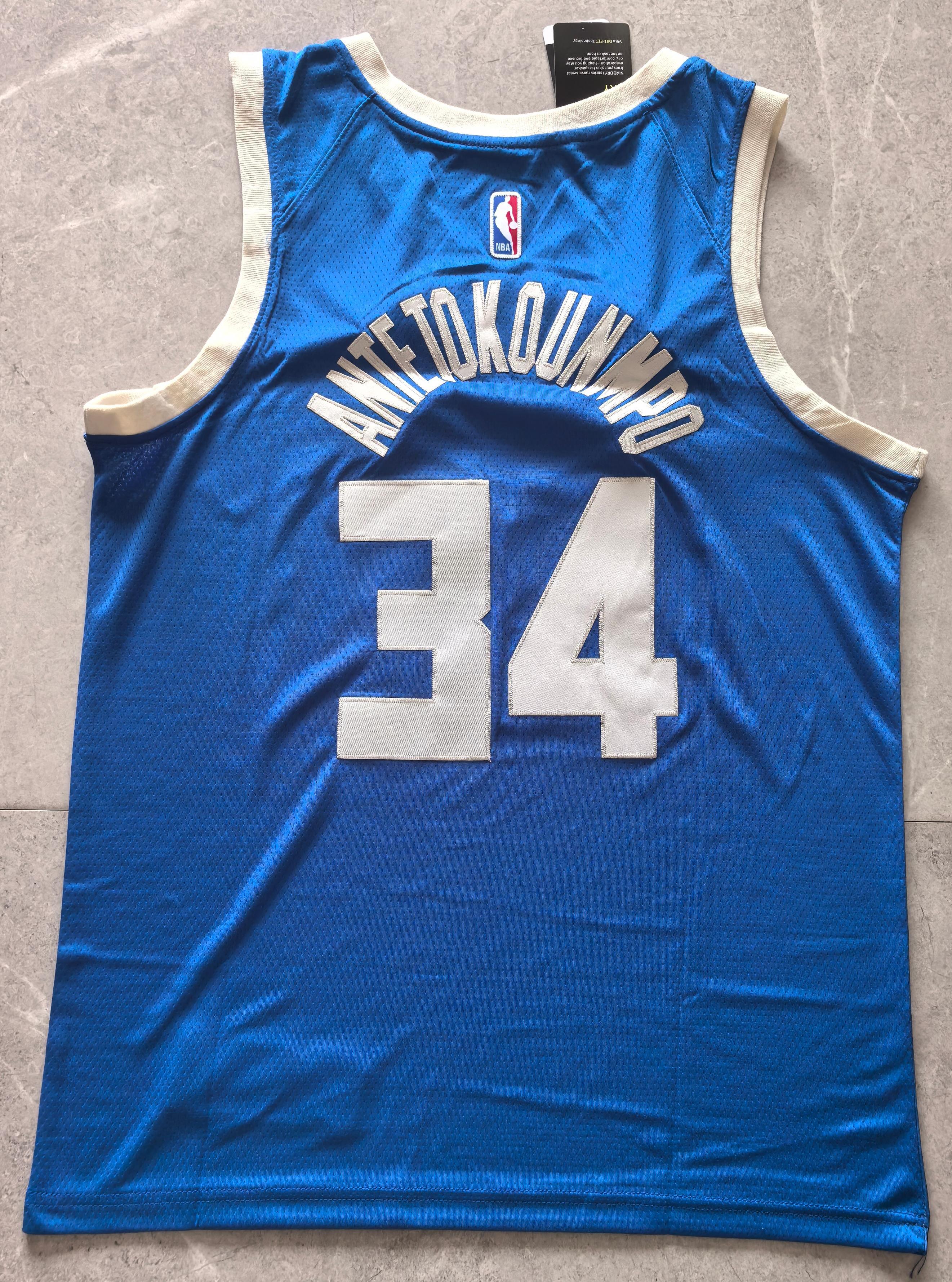 24-25 NBA Milwaukee Bucks #34 Giannis Antetokounmpo City Edition Blue Jersey