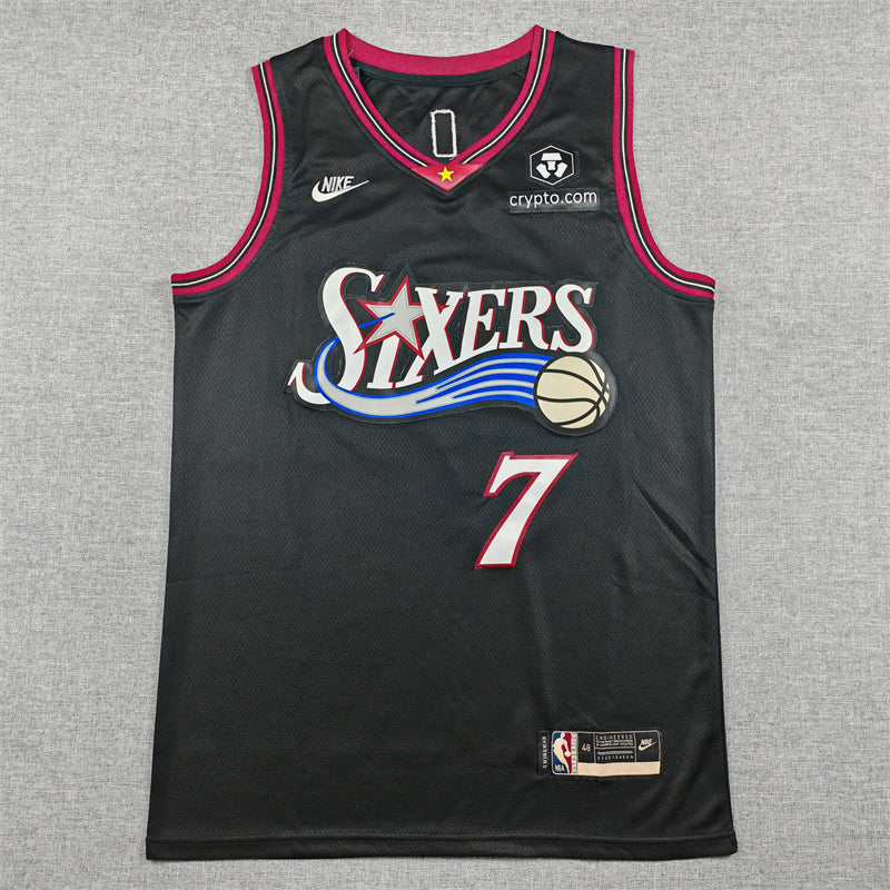 76ers #7 Joel Embiid Black Statement Jersey — The Process