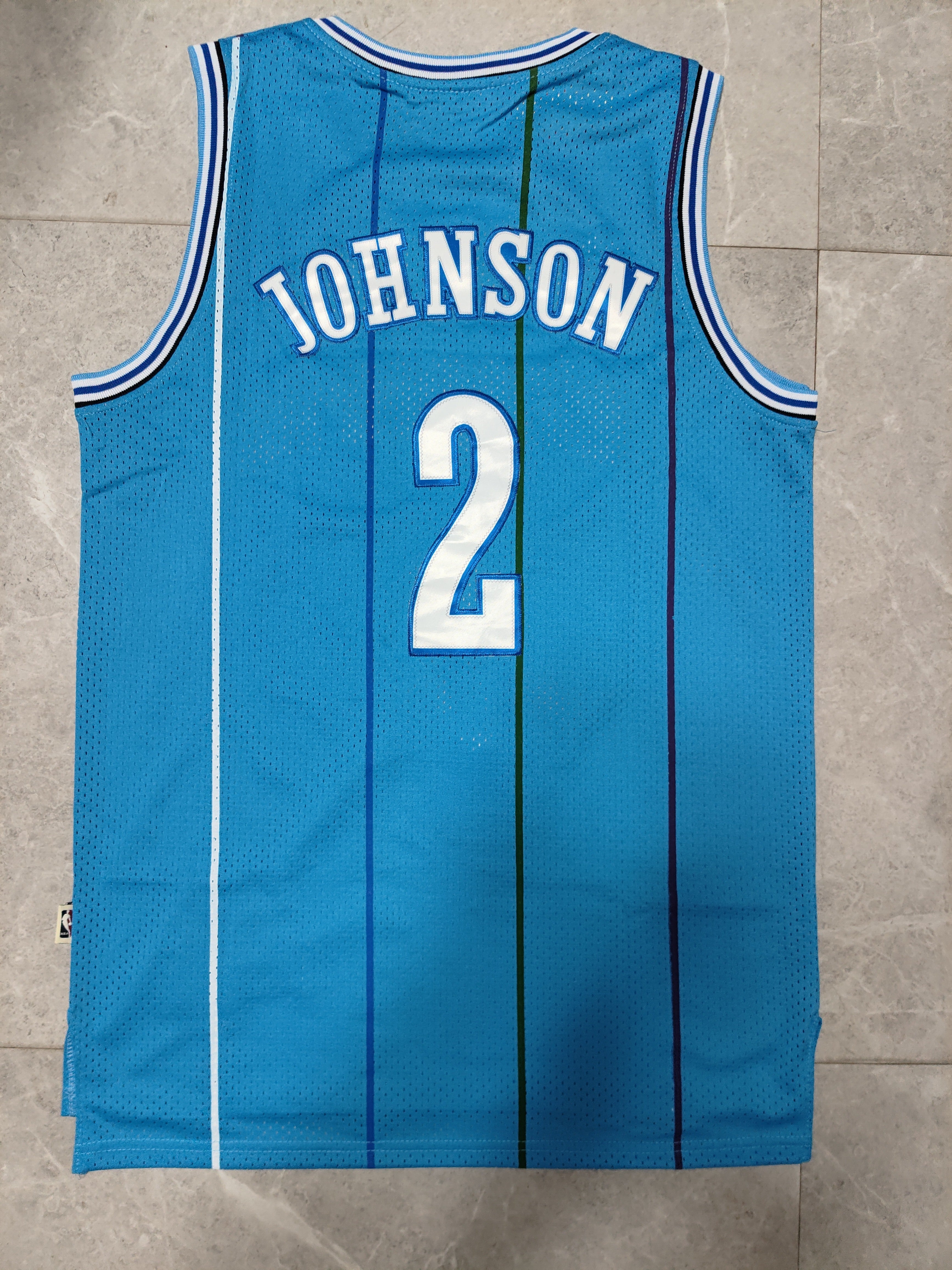 NBA Charlotte Hornets #2 Larry Johnson Retro Teal Mesh Jersey