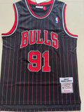 Bulls #91 Dennis Rodman Black & Red Vintage Embroidered Jersey