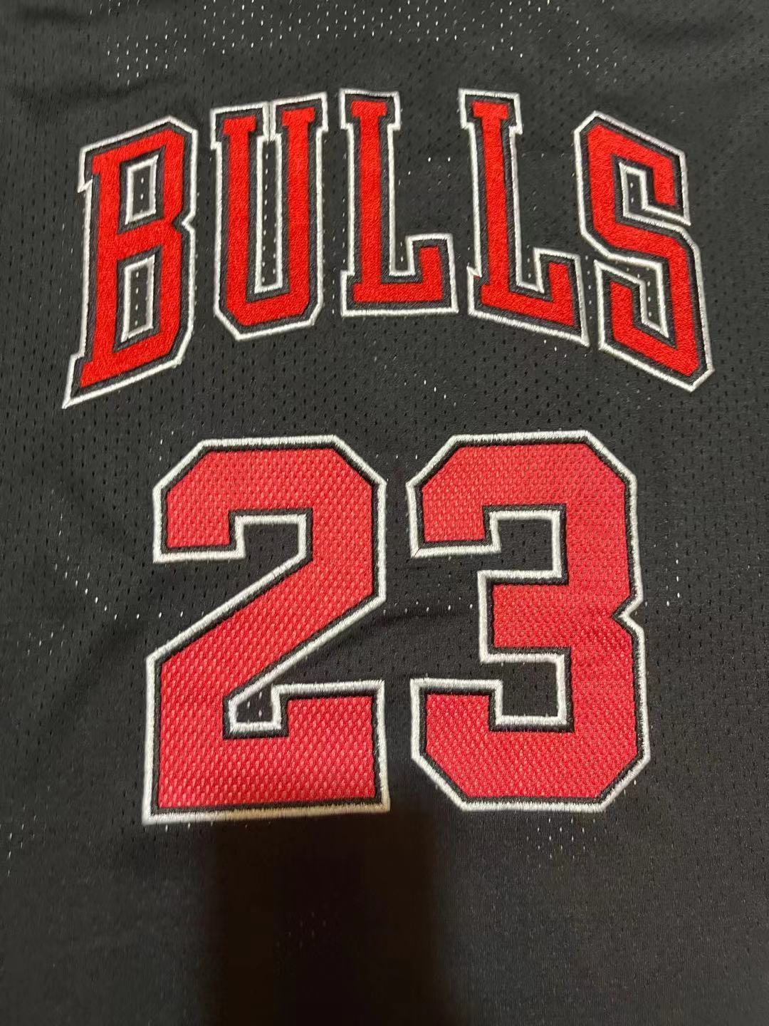 Bulls #23 Black Finals Vintage Embroidered Jersey