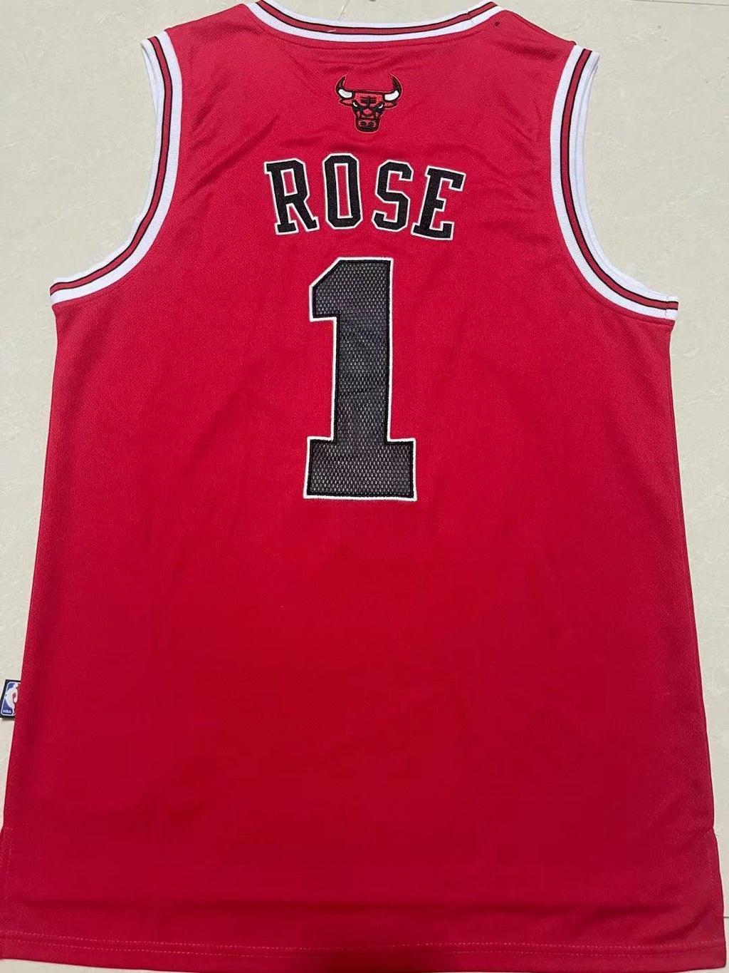 Bulls #1 Red Embroidered Jersey