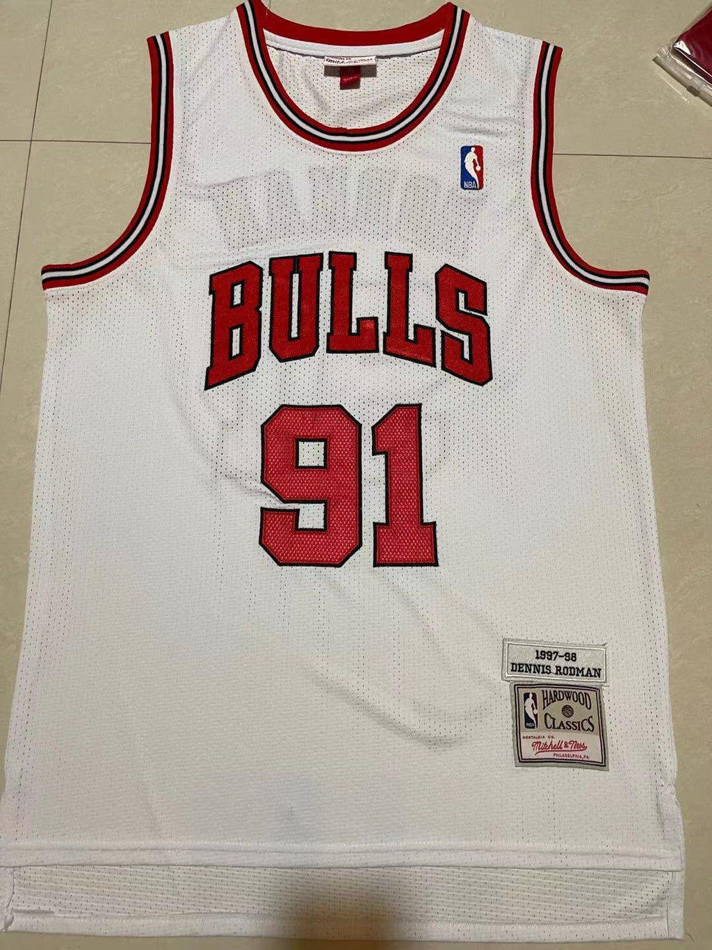 Bulls #91 Dennis Rodman White 75th Anniversary Vintage Jersey