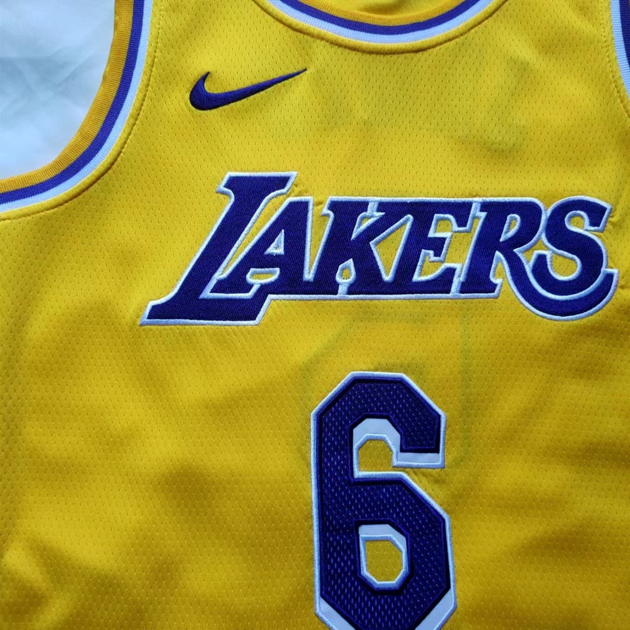 Lakers #6 LeBron James Yellow Nike Embroidered Jersey