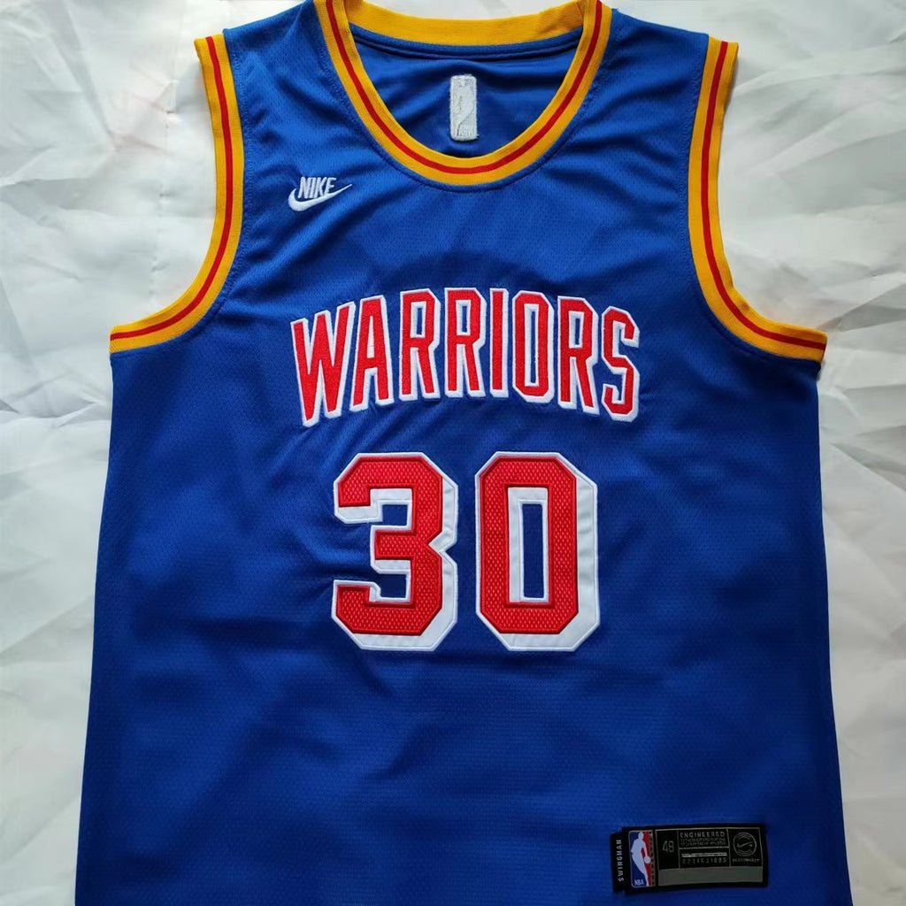 Warriors #30 Stephen Curry Blue Nike Embroidered Jersey