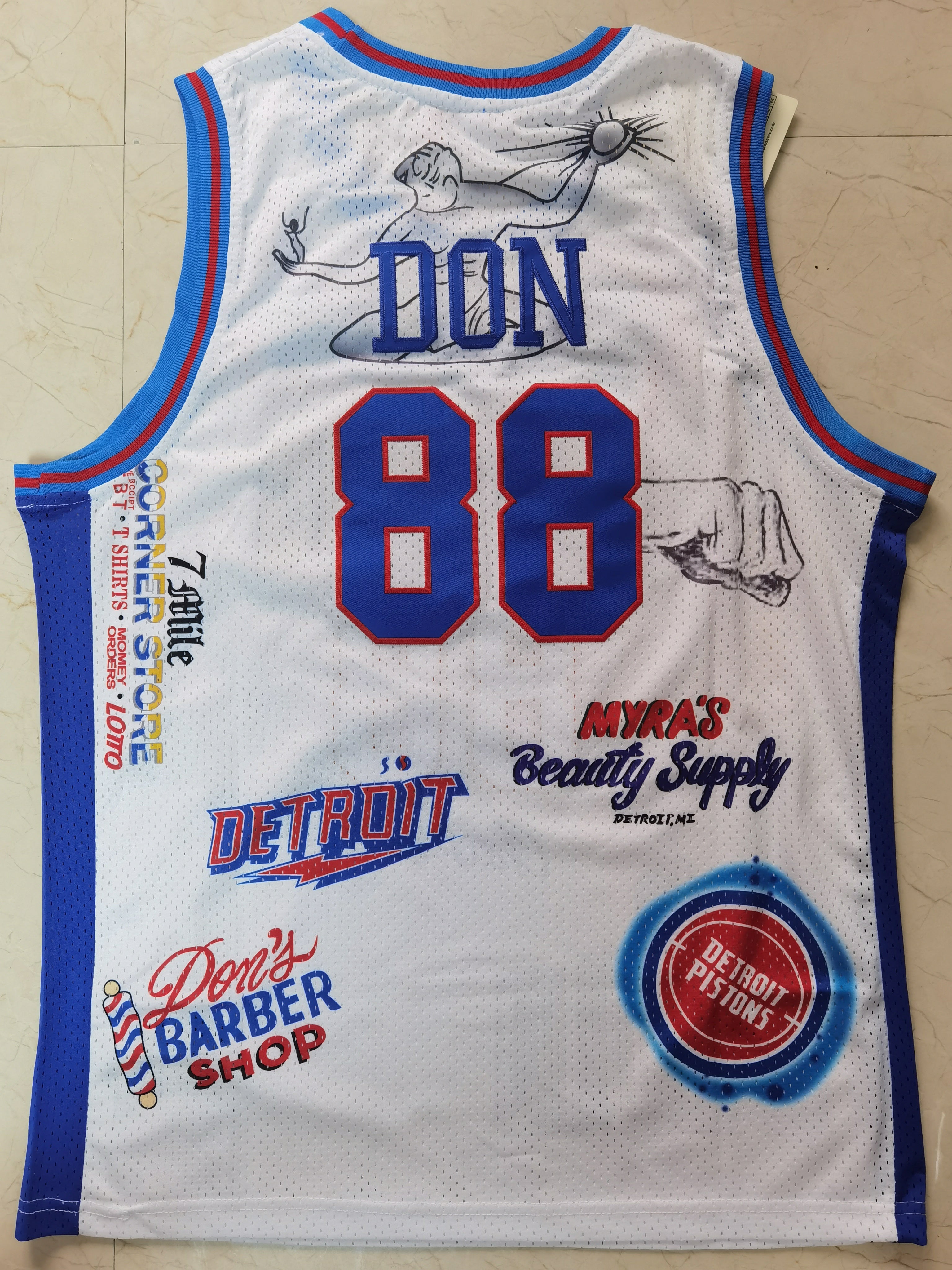 NBA活塞88#大西恩联名白色球衣