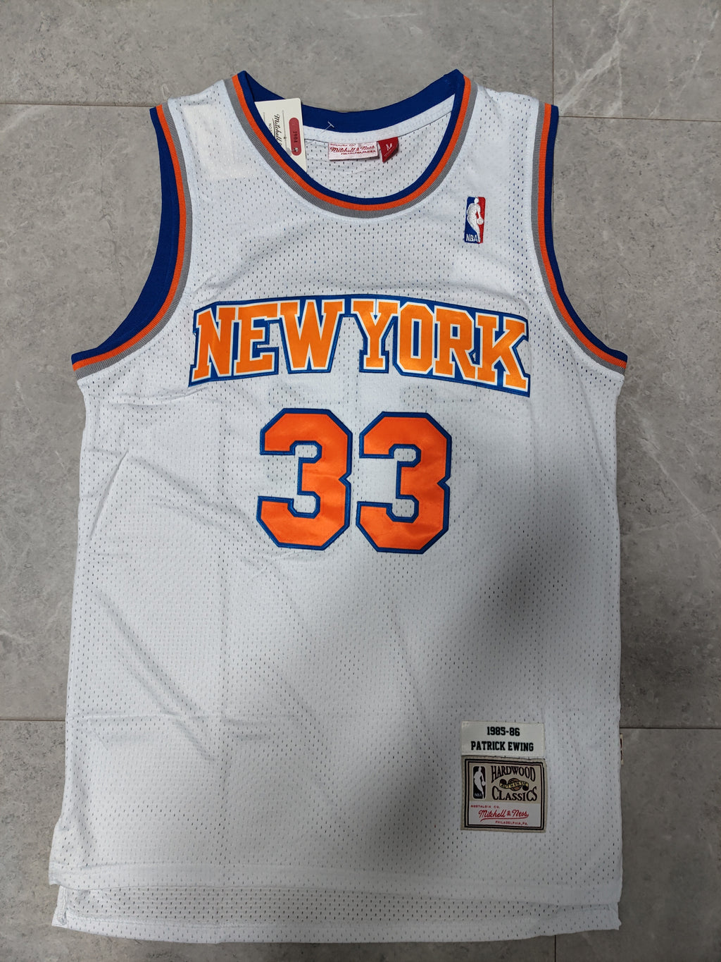 NBA New York Knicks #33 Patrick Ewing Retro White Mesh Jersey