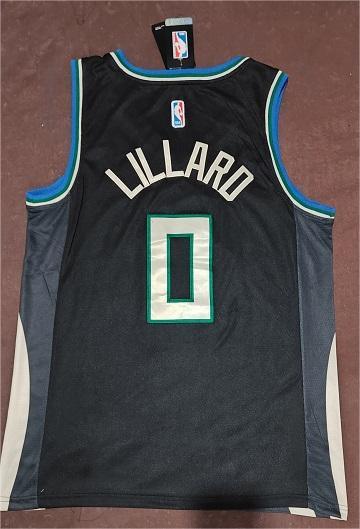NBA Milwaukee Bucks #0 Damian Lillard Black Jersey