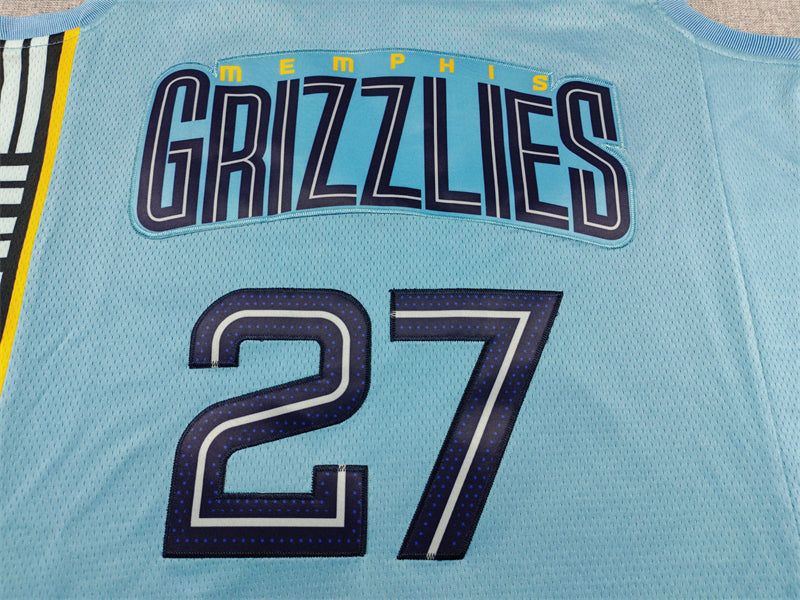 Grizzlies #27 Jaren Jackson Jr. City Edition Light Blue Jersey