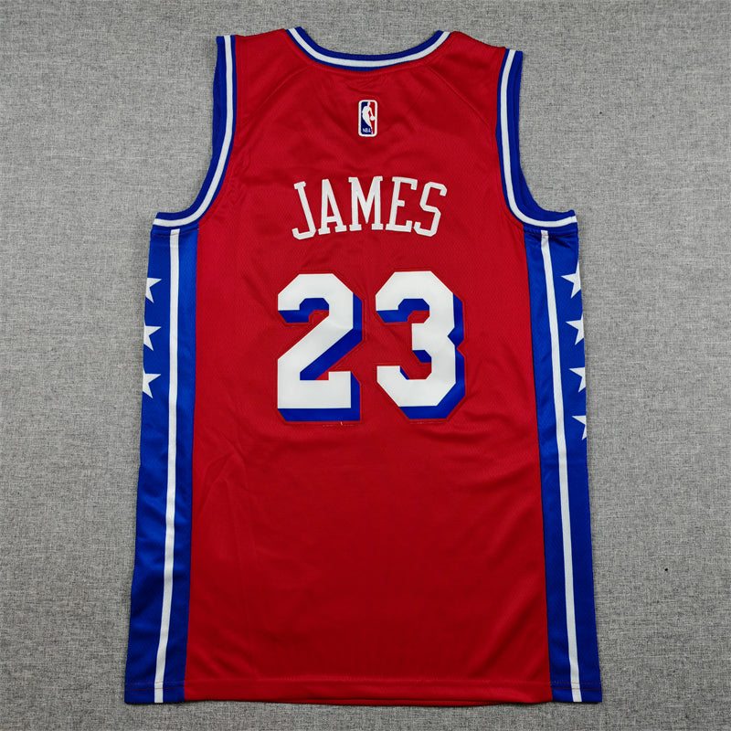 76ers #7 Red Embroidered Jersey