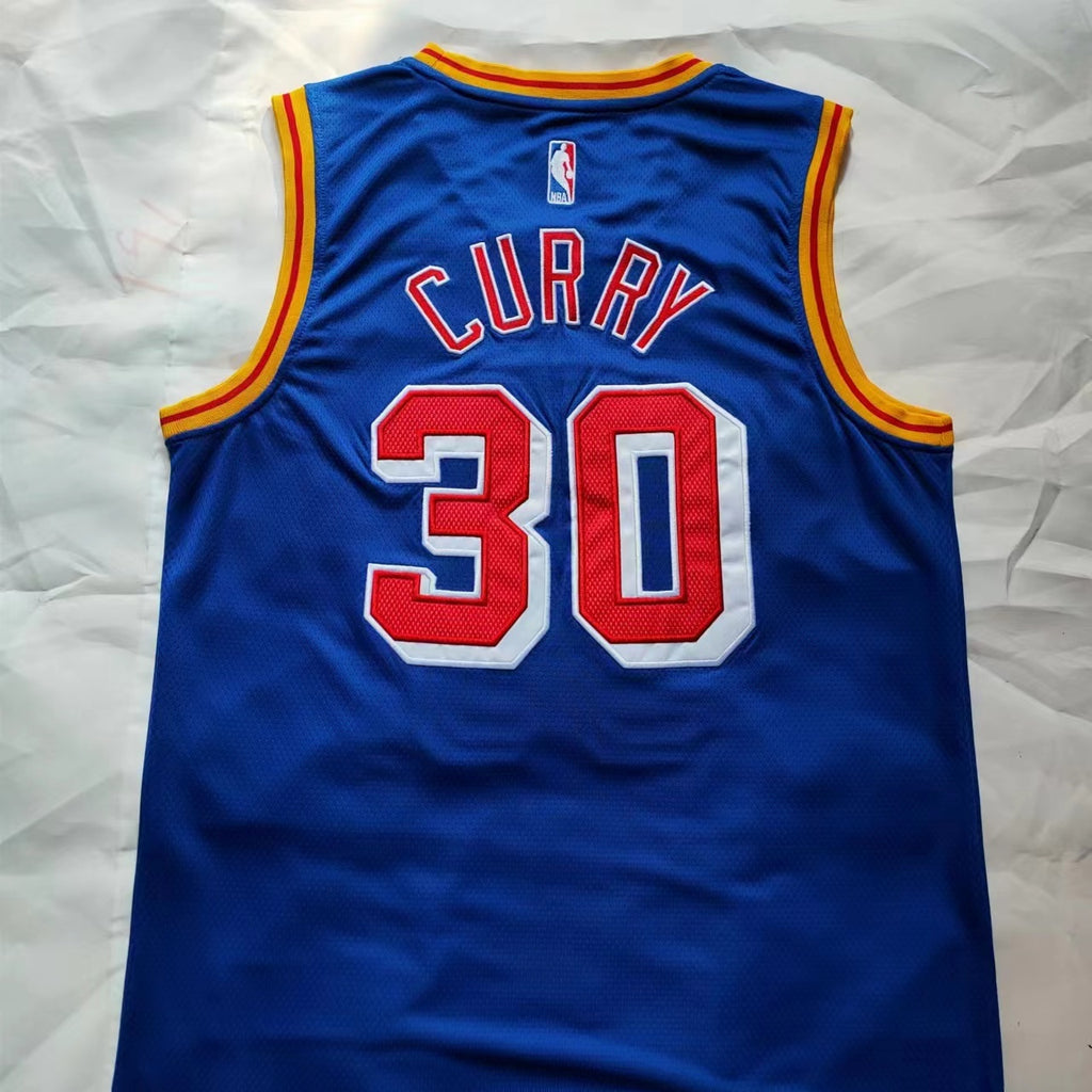 Warriors #30 Stephen Curry Blue Nike Embroidered Jersey