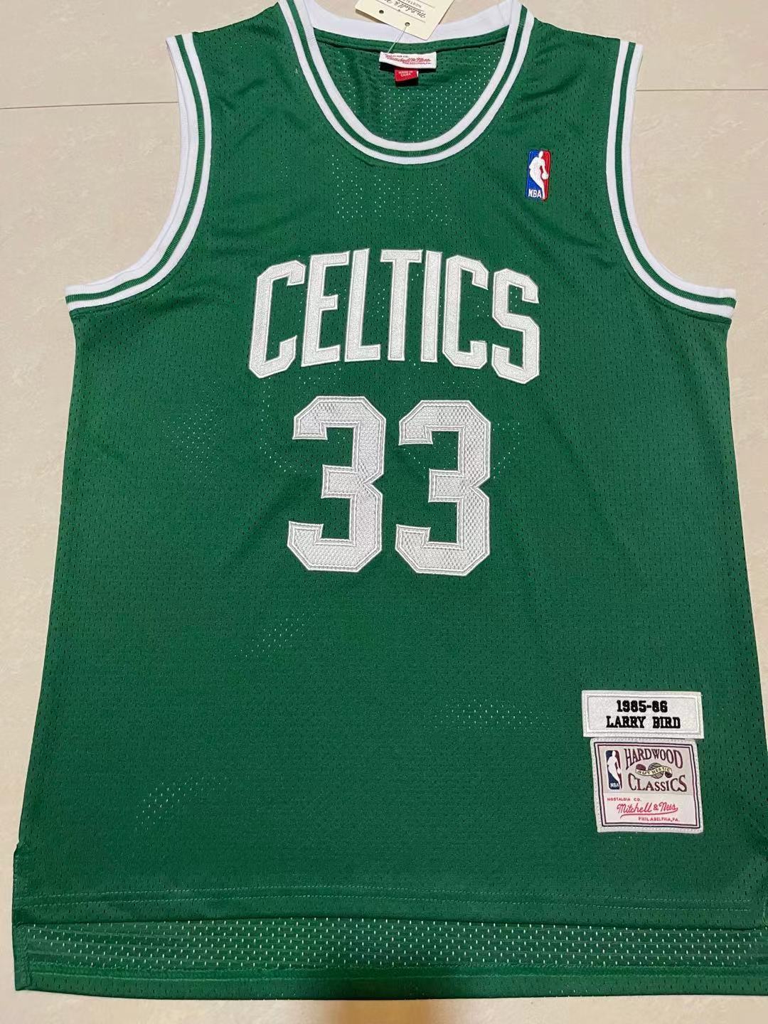 Celtics #33 Larry Bird 1985-86 Green Vintage Embroidered Jersey