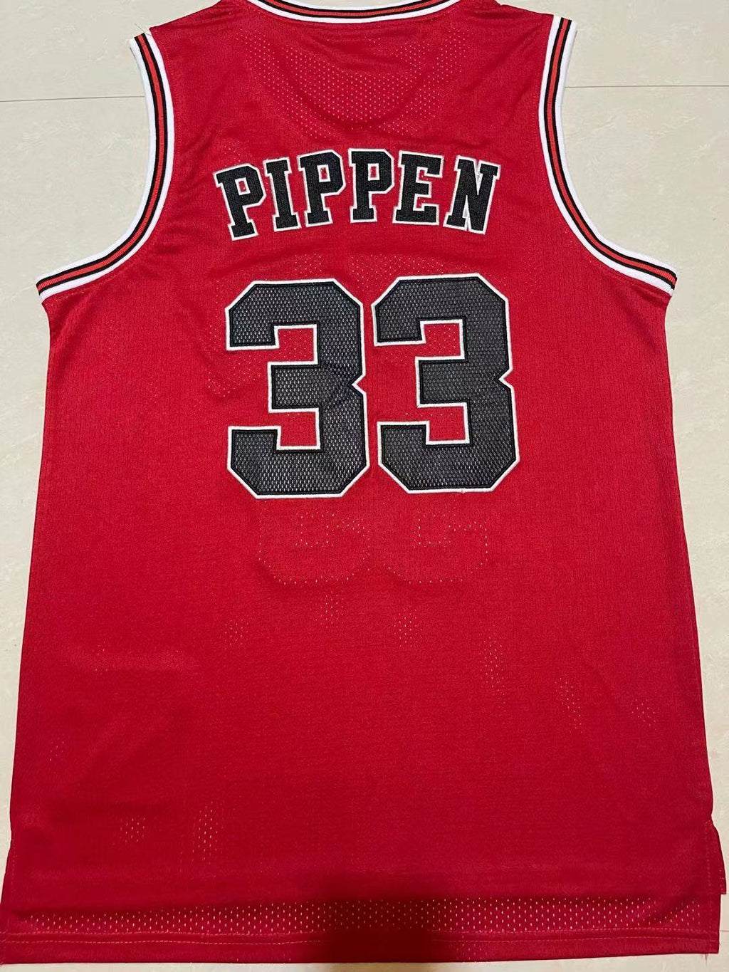 Bulls #33 Scottie Pippen Red Vintage Embroidered Jersey